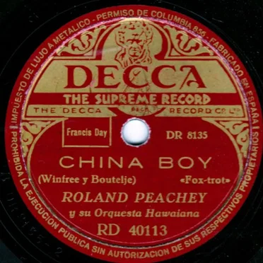 China Boy / Adios Blues by Roland Peachey Y Su Orquesta Hawaiana - album cover