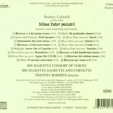 Missa Pater Peccavi, Motets and Instrumental Music