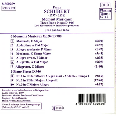 Moments Musicaux / Three Piano Pieces, D. 946