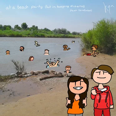 at a beach party (but im keeping distance)