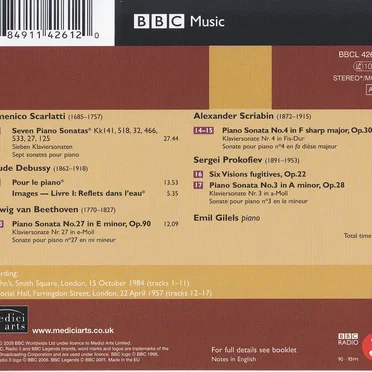 Scarlatti: Seven Piano Sonatas / Beethoven: Piano Sonata no. 27 in E minor / Scriabin: Piano Sonata no. 4 in F-sharp minor / Prokofiev: Piano Sonata no. 3 / Debussy: Pour le piano