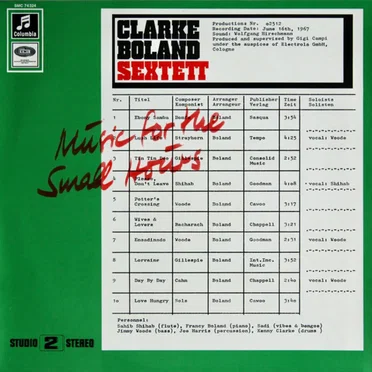 Music for the Small Hours by Clarke Boland Sextett - album cover