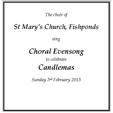 Candlemas 2013 by Choir of St Mary’s, Fishponds - album cover