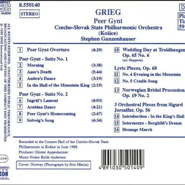 Peer Gynt: Overture - Suites Nos. 1 & 2 / Lyric Pieces / Sigurd Jorsalfar / Wedding Day at Troldhaugen / Norwegian Bridal Procession