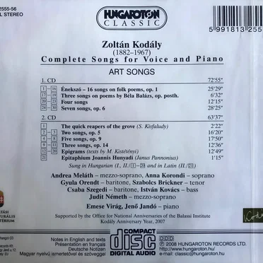 Kodály Complete Edition: Art Songs for Voice & Piano