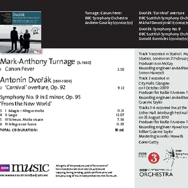 BBC Music, Volume 20, Number 12: Dvořák: Symphony no. 9 ‘New World’ / Mark‐Anthony Turnage: Canon Fever