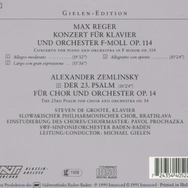 Gielen-Edition - Reger: Klavierkonzert, op. 114 / Zemlinsky: Psalm 23