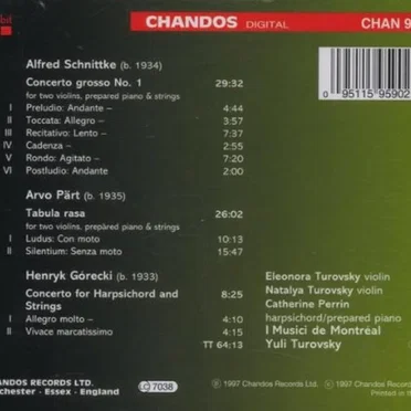 Schnittke: Concerto grosso no. 1 / Pärt: Tabula rasa / Górecki: Harpsichord Concerto