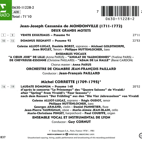 Mondonville: Deux Grands Motets / Corrette: Laudate Dominum