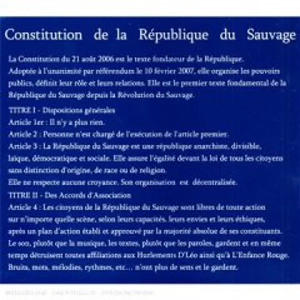 Constitution de la République du sauvage