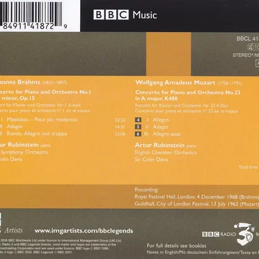 Brahms: Piano Concerto no. 1 / Mozart: Piano Concerto no. 23