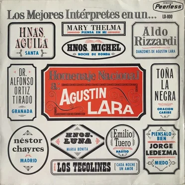Homenaje nacional a Agustín Lara by Various Artists - album cover