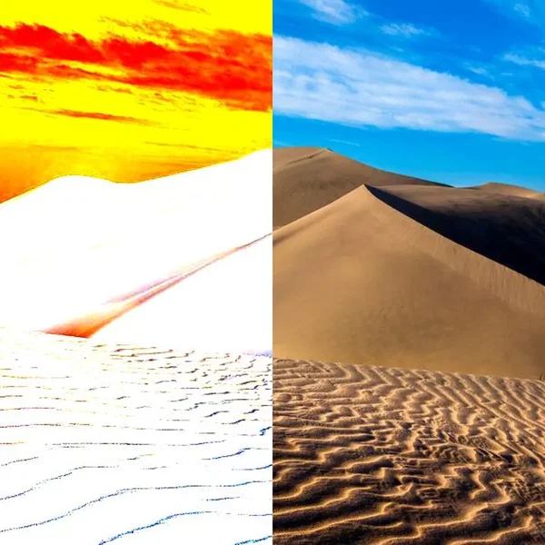 different sides of the desert