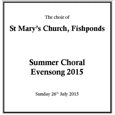 Summer Choral Evensong 2015 by Choir of St Mary’s, Fishponds - album cover