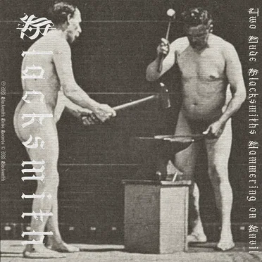 Two Nude Blacksmiths Hammering on Anvil