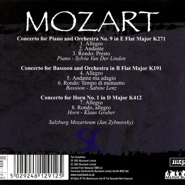 Concerto For Piano and Orchestra No.9 In E Flat Major K 271 / Concerto For Bassoon and Orchestra In B Flat Major K 191 / Concerto for Horn No.1 In D Major K 412