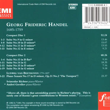 Handel: Keyboard Suites II / Beethoven: Piano Sonata, op. 31 no. 2