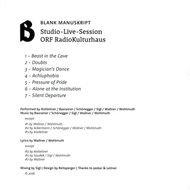 Studio - Live: Session at ORF RadioKulturhaus by Blank Manuskript - album cover