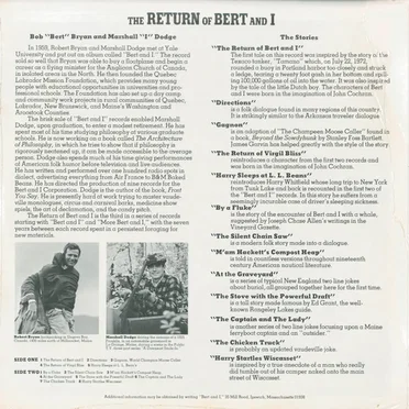 The RETURN of BERT and I by Marshall Dodge - album cover