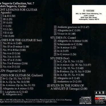 The Segovia Collection, Volume 7: Guitar Etudes