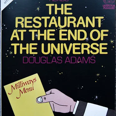 The Resturant at the End of the Universe by Douglas Adams - album cover
