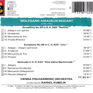 Symphonies 35 "Haffner" & 36 "Linz" / Eine kleine Nachtmusik