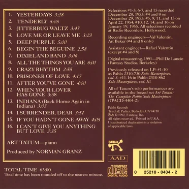 The Art Tatum Solo Masterpieces, Volume 3