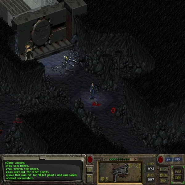 Playing Fallout 1 (Cavern Entrance) (With The Fan On)