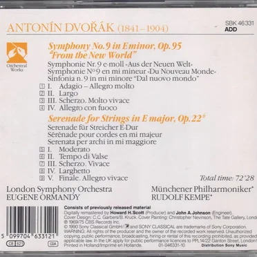 Symphony no. 9 “From the New World” / Serenade for Strings, op. 22