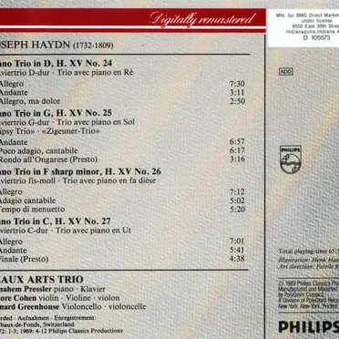 Piano Trios, Hob. XV: 24, 25, 26 & 27, including "Gypsy Trio"