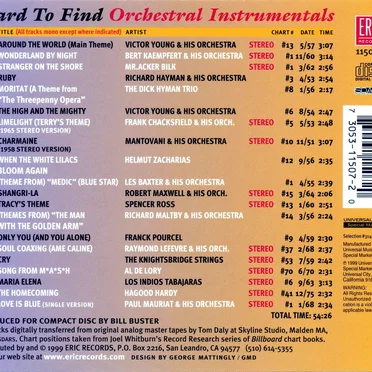 Hard To Find Orchestral Instrumentals by Various Artists - album cover