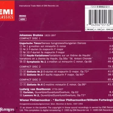 Brahms: Sinfonien / 3 Ungarische Tänze / Haydn‐Variationen / Beethoven: Coriolan / Leonore II