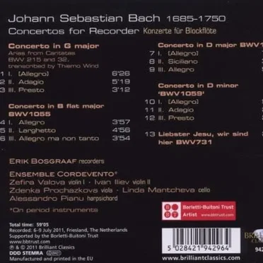 J.S. Bach: Concertos for Recorder