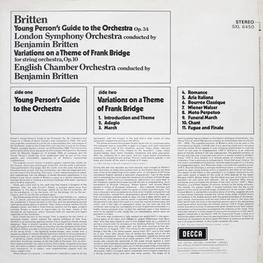 Young Person's Guide to the Orchestra Op. 34 / Variations on a Theme of Frank Bridge for string orchestra, Op. 10