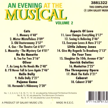 An Evening At The Musical (Volume 2) by Various Artists - album cover