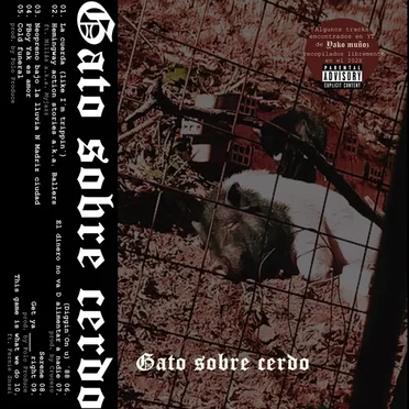 Gato sobre cerdo